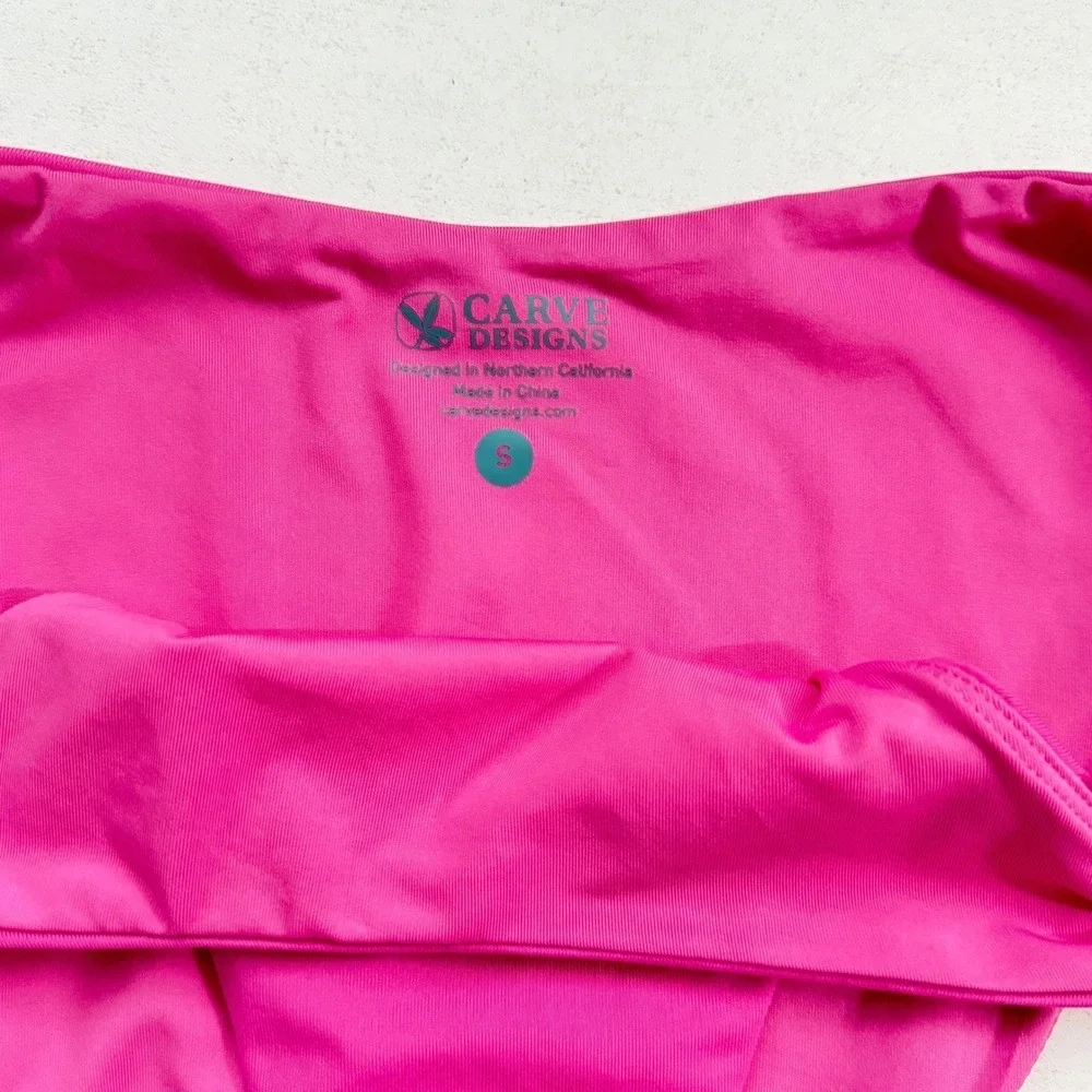 Carve Designs Pink Ruffle Bikini Bottoms Low Rise Swim‎ Small Fuchsia Magenta
